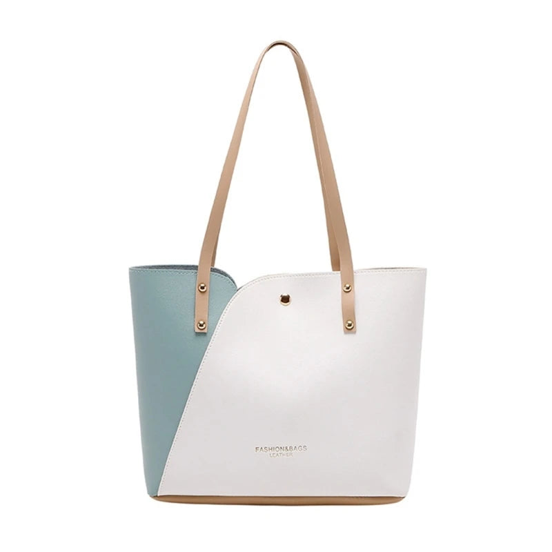 Women PU Leather Shoulder Bag with Handles Cosmetic Makeup Organizer