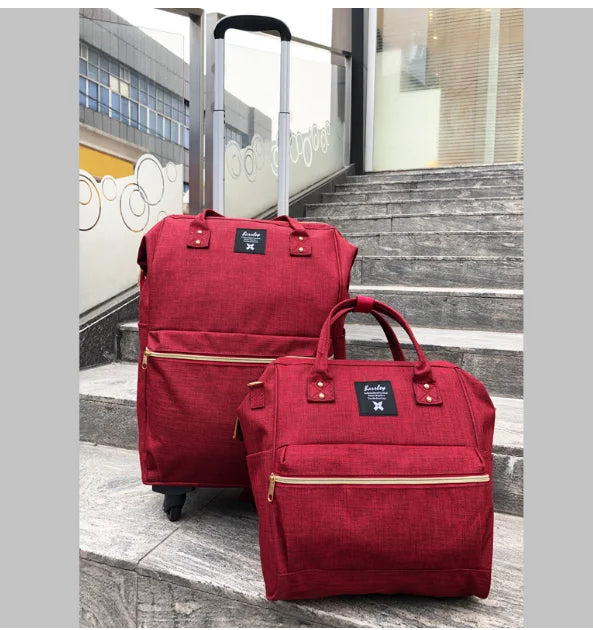 Women Rolling luggage Suitcase Travel Trolley Bag Wheels Wheeled backpack Carry On Hand Luggage Bag Trolley Luggage bag sets