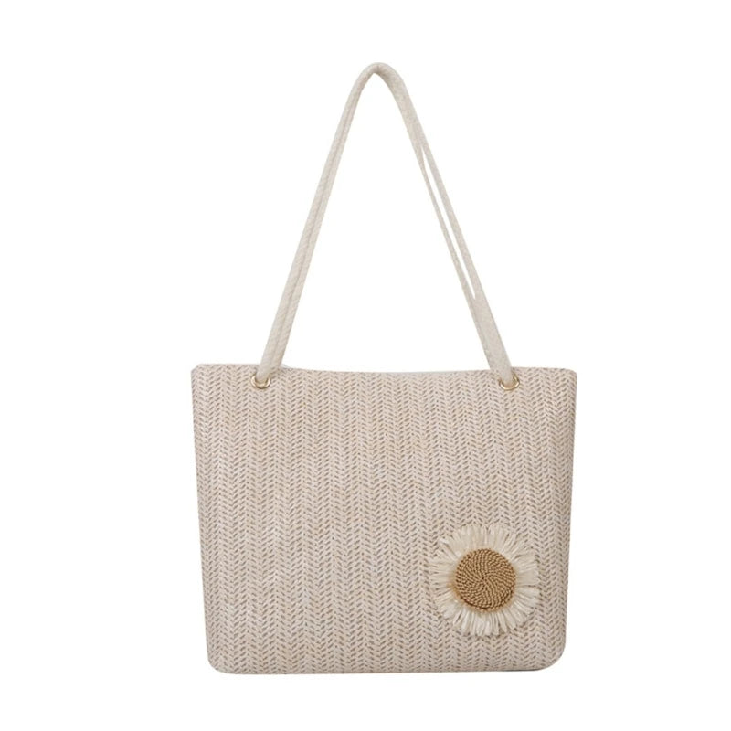 Women Straw Shoulder Bag Large Capacity Tote Bag Hand-woven Handbag Fashion Summer Beach-Bag Ladies Trendy Underarm Bag