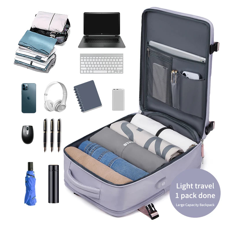 Women Travel Backpack With USB Charging Port, Business Laptop Backpack With Independent Shoes Storage,Girl For School Backpack