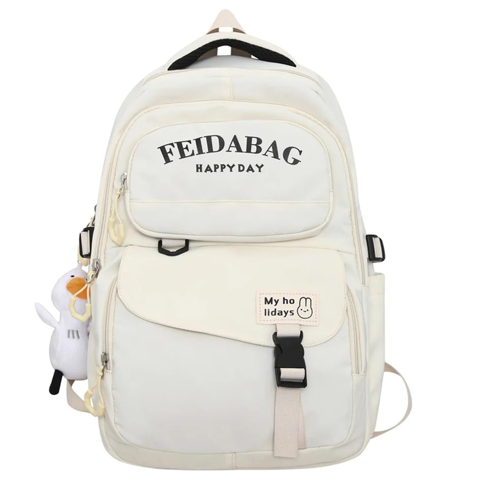 Women Waterproof Nylon Backpack Fashion Female Shoulder Bag Youth Vitality Style Multi-functional Travel School Bag
