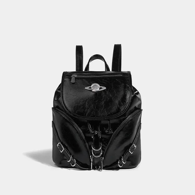 Women's American Retro Small High Quality Trendy Buckle 2024 New Backpack Female Student School Bag
