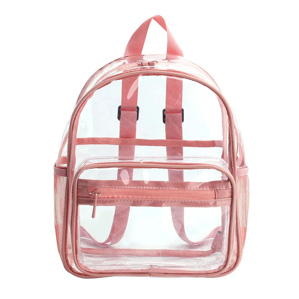 Women's Backpack Waterproof PVC Female Fashion College Students Transparent Bag Large Solid Clear Backpacks
