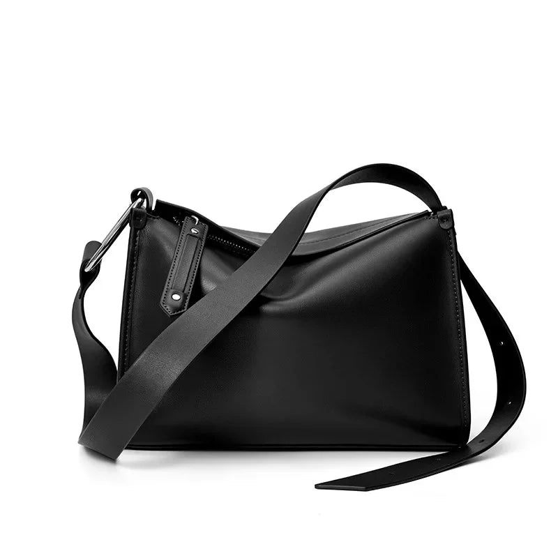 Women's Cowhide Messenger 2024 High Quality Brown Leather Large Capacity Minimalist Crossbody Female Luxury Bag