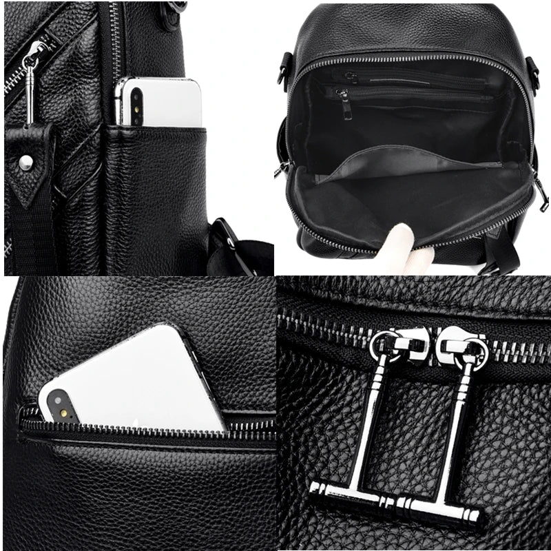 Women's Designer Backpack Casual Back Pack for Women High Quality Genuine Leather Backpacks Female School Bags for Teenage Girls