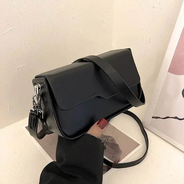 Women's Fashionable PU Leather Niche Solid Color Crossbody Korean with a Simple Texture Underarm Shoulder Bag