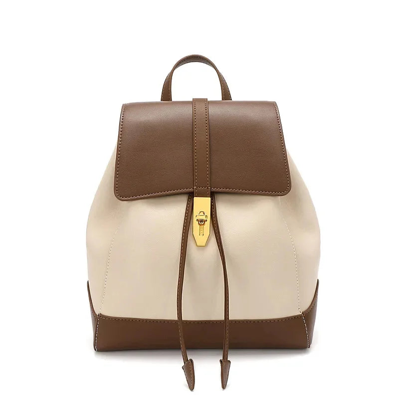 Women's Genuine Leather New Fashion Travel Backpack Large Capacity High Quality Cowhide Female College Student Bag