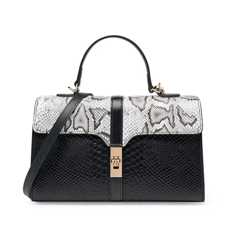 Women's Genuine Leather Shoulder Bag Luxury Commuter Handbag Fashion European and American Style Crocodile Grain Crossbody Bags
