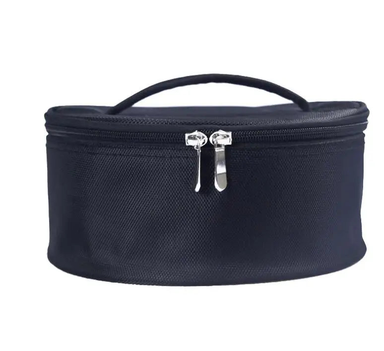Women's Handheld Stereoscopic Black Cylindrical Pink Beign Bag