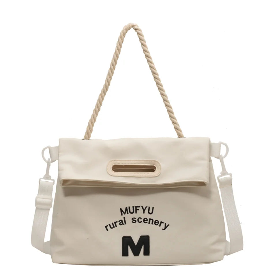 Women's Leisure Canvas Shoulder Bags Simplicity Large-capacity Ladies Fashion Versatile Travel Handbags Student Commute Tote Bag