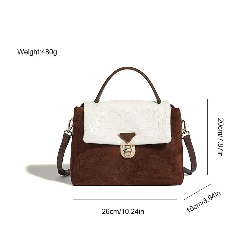 Women's Messenger 2024 Retro Crocodile Pattern Color Block Shoulder Commuting Handbag Large Capacity Crossbody Bag