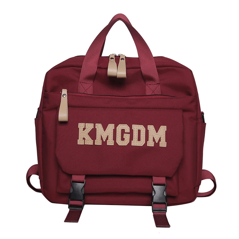Women's Nylon Backpack Candy Color Waterproof School Bag Teen Girls Contrast Color Shoulder Bag Women's Backpack Mochila