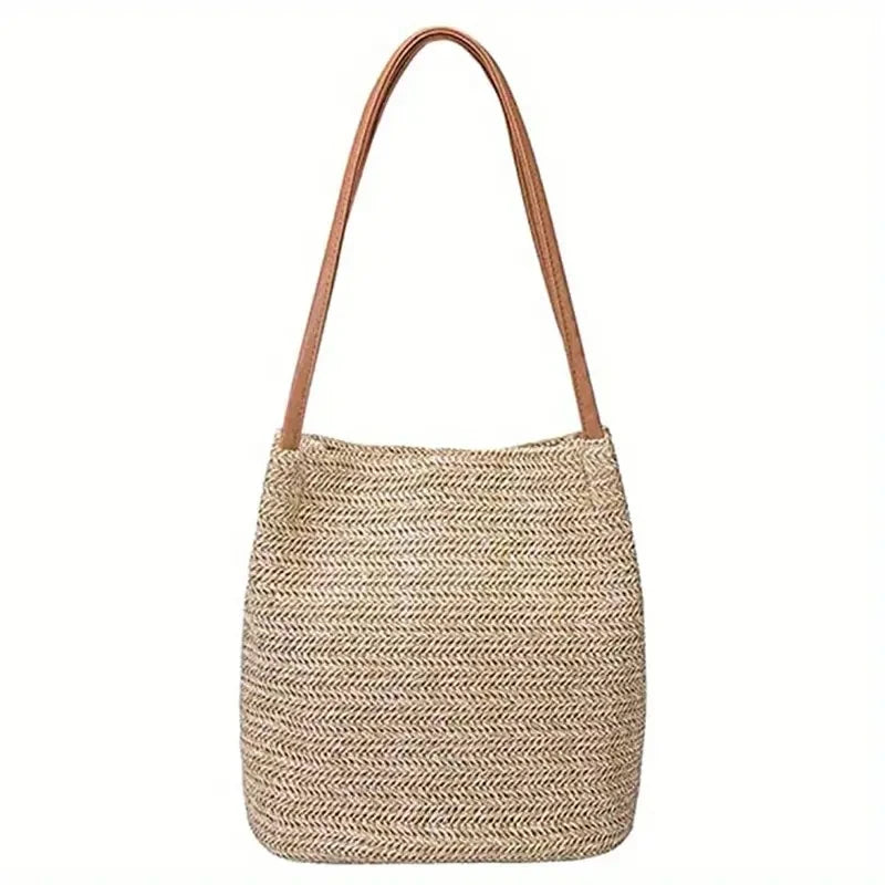 Women's Straw Beach Bag Bali Straw Handbag Lady Travel Woven Shoulder Bag Casual Summer Large Capacity Tote Bag For Holiday