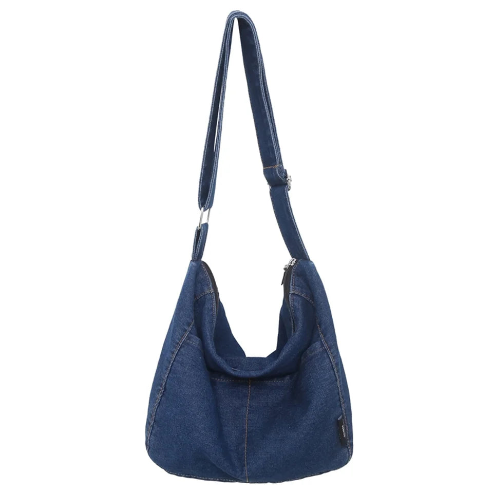 Women's Versatile Denim Cloth Crossbody Bags Large-capacity Female Leisure Handbags Ladies Retro Fashion Shoulder Bags