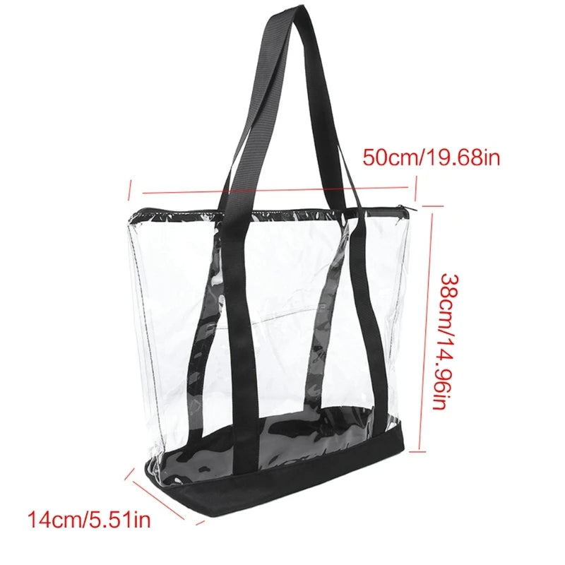 Womens Large Capacity Shopping Bag Lady Casual Shoulder Bags PVC Handbag Girl Top Handle Bag Beach Bag Transparent Bag