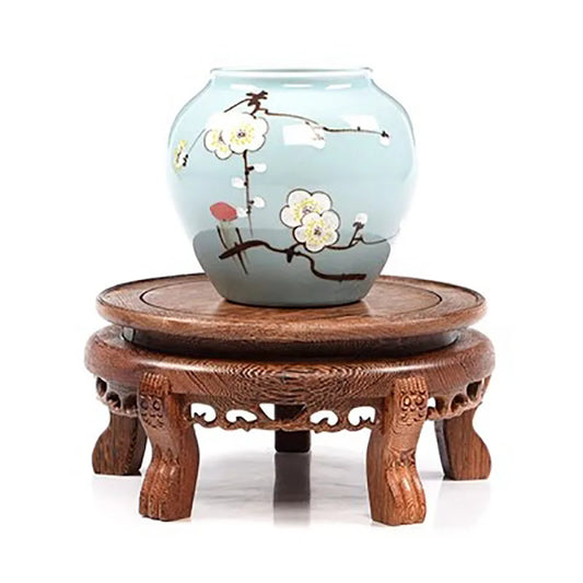 Wooden Circular Flower Pot Base, strange Stones, Fish Tank Racks, Solid Wood Buddha statues, Bonsai Decorations
