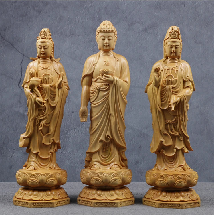 Wooden Guanyin- Ru Laifo Statue Solid wood hand carving Chinese Buddha statue Home living room, room feng shui Statue