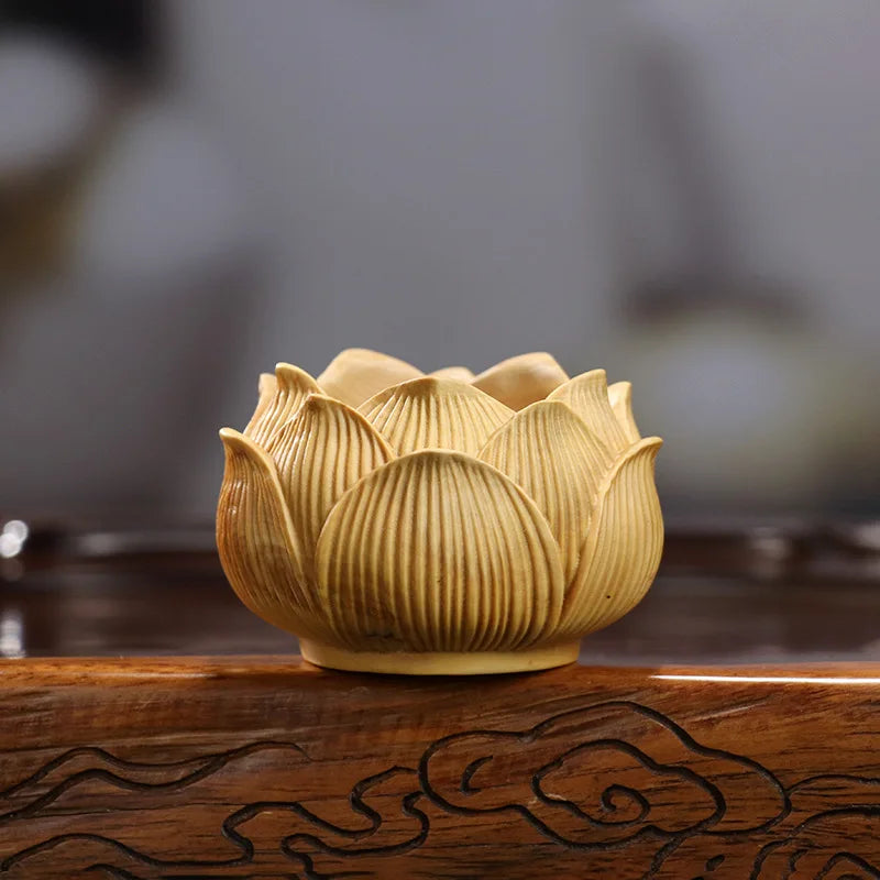 Wooden Lotus Base Sakyamuni Buddha Q version figure statue Hand carved solid wood Home Room Office Artwork Feng Shui Statue