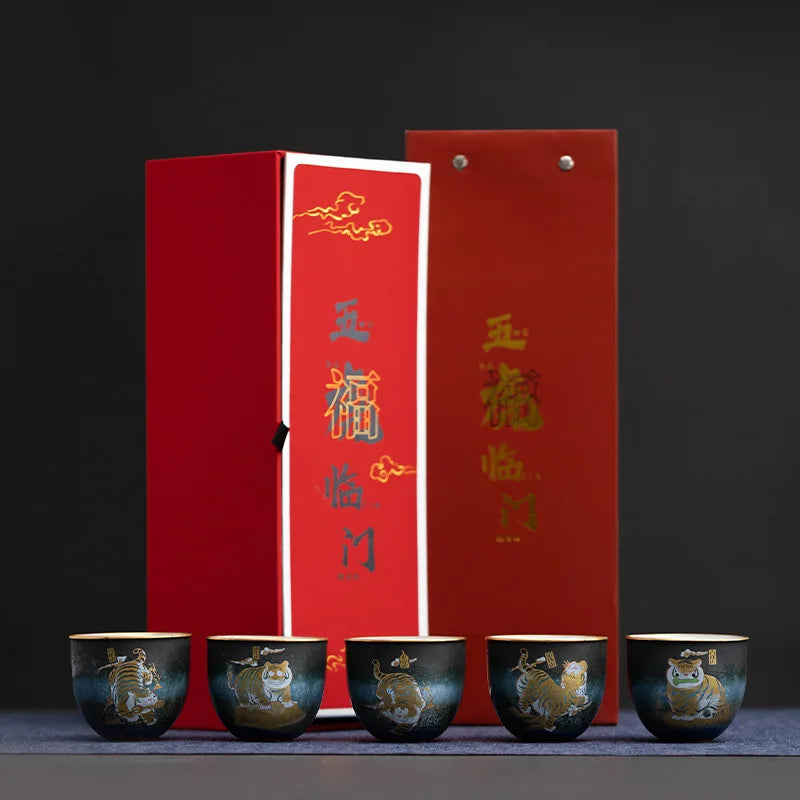 Wuhu Fu | Linmen Tea Cup Tiger Year Zodiac Mascot Gift Porcelain Master Cup Personal Dedicated Tea Cup Bowl Ceremonial Cup