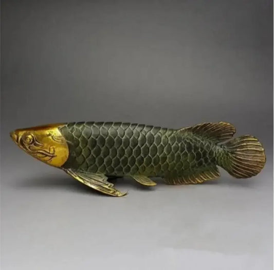YM Copper Statue Chinese bronze gilt old handwork lucky home decoration handicraft ' Fish '