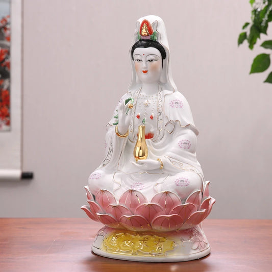 YOU QIU BI YING Goddess GUAN YIN bodhisattva BUDDHA figure home Altar Shrine Worship efficacious Talisman Porcelain statue