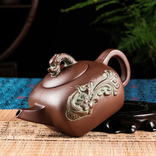 Yixing-Bronze Antique Purple Clay Teapot, Raw Ore Red Mud Filter Teapot, Large Capacity Tea Pot, Kungfu Teaset