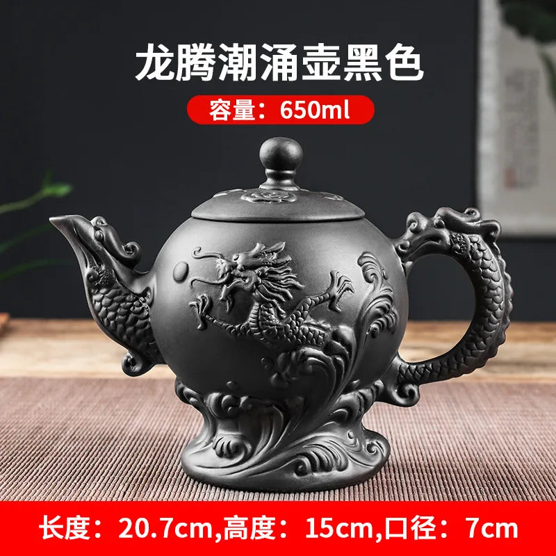 Yixing Clay Zisha Teapot Large Handmade Dragon Teapot Single Pot Ceramic Household Kungfu Tea Set Tea 650ml