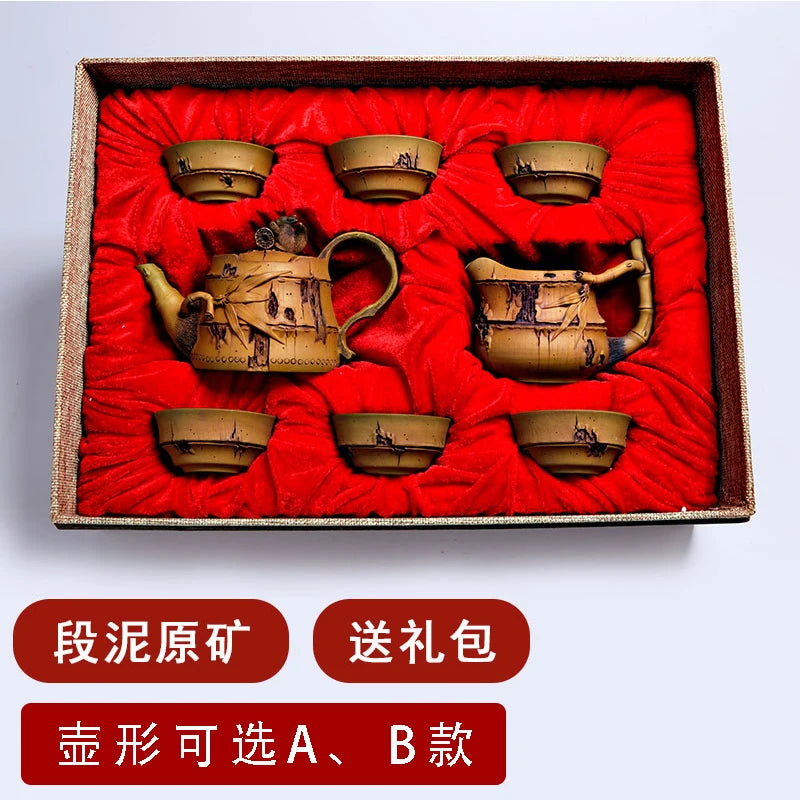 Yixing Famous Teapot Pure Handmade Raw Ore Bamboo Segment Teapot Chen Dongzhu Live Broadcast Tea Set Home