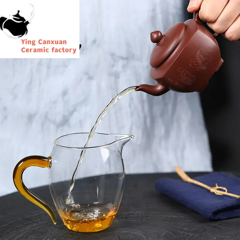 Yixing Handmade Teapot Purple Clay Pot Dragon Blood Sand Raw Ore Fine Material Small Square Ware Kung Fu Tea Set Chinese Teapot