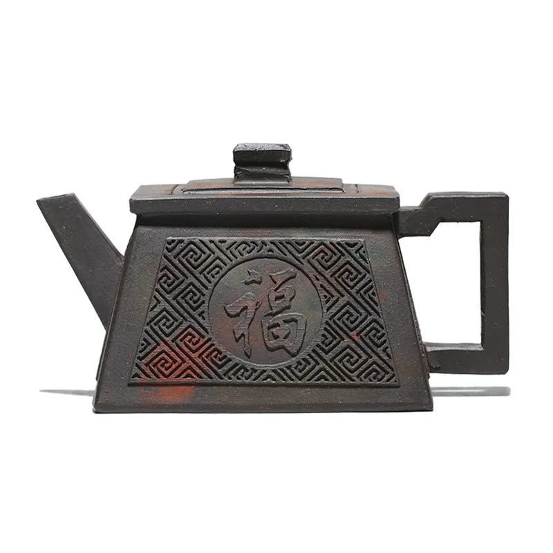 Yixing Handmade Yixing clay teapot Original Mine Old Purple Clay Qin Bottle Square Pot Large Capacity Kung Fu Tea Set 200ml