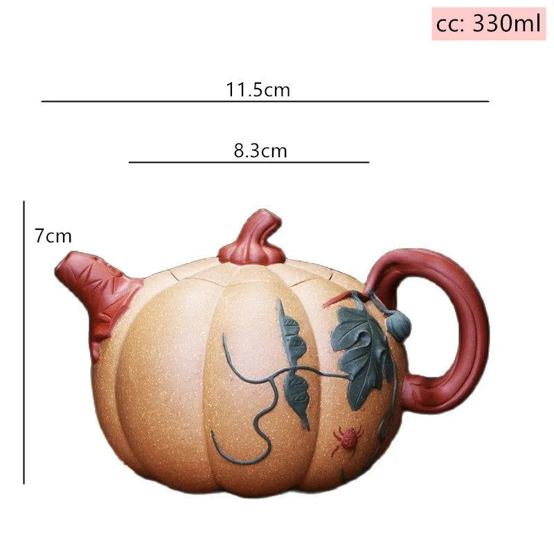 Yixing High Quality Purple Clay Teapot Creative Handmade Pumpkin Tea Kettle Filter Beauty Tea Pot Chinese Tea Set Supplies 330ml