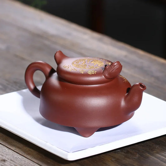 Yixing Purple Clay Pot Happiness and Longevity Pot Raw Ore Purple Clay Ni Xin'an Teapot Rain Medium Sand Factory Wholesale Pure