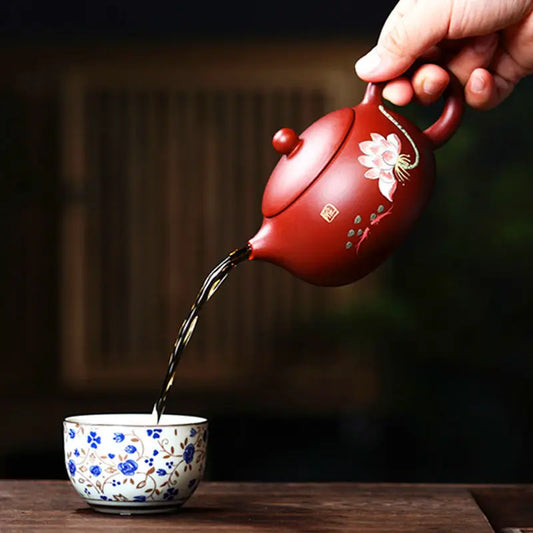 Yixing Purple Clay Teapot 280ml Handcrafted Lotus Small Capacity Traditional Chinese Kettle Puer Oolong Tea Set