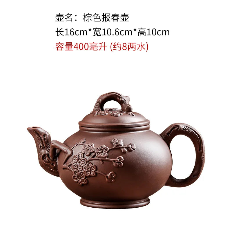 Yixing Purple Clay Teapot Large Capacity Vermilion Clay Plum Blossom Pot Large Filter Teapot and Teacup Set Kungfu Tea Set