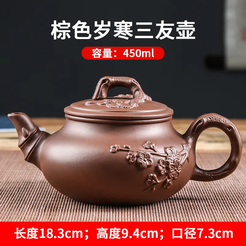 Yixing Purple Clay Teapot Large Capacity Vermilion Clay Plum Blossom Pot Large Filter Teapot and Teacup Set Kungfu Tea Set