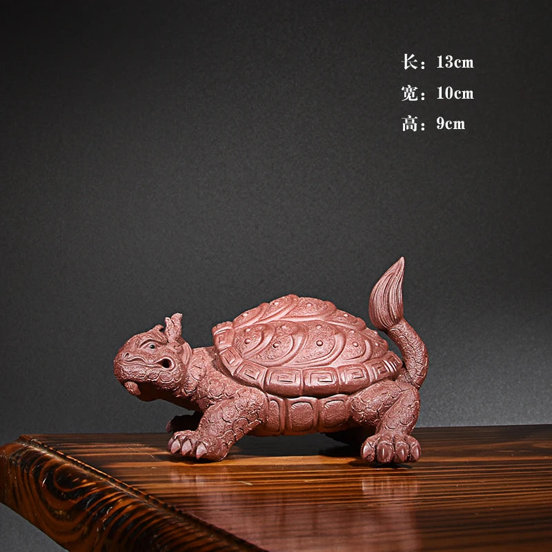 Yixing Purple Sand Dragon Turtle Tea Ornaments Gain Momentum Dragon Turtle Boutique Raw Ore Handmade Supportable Turtle Dragon O