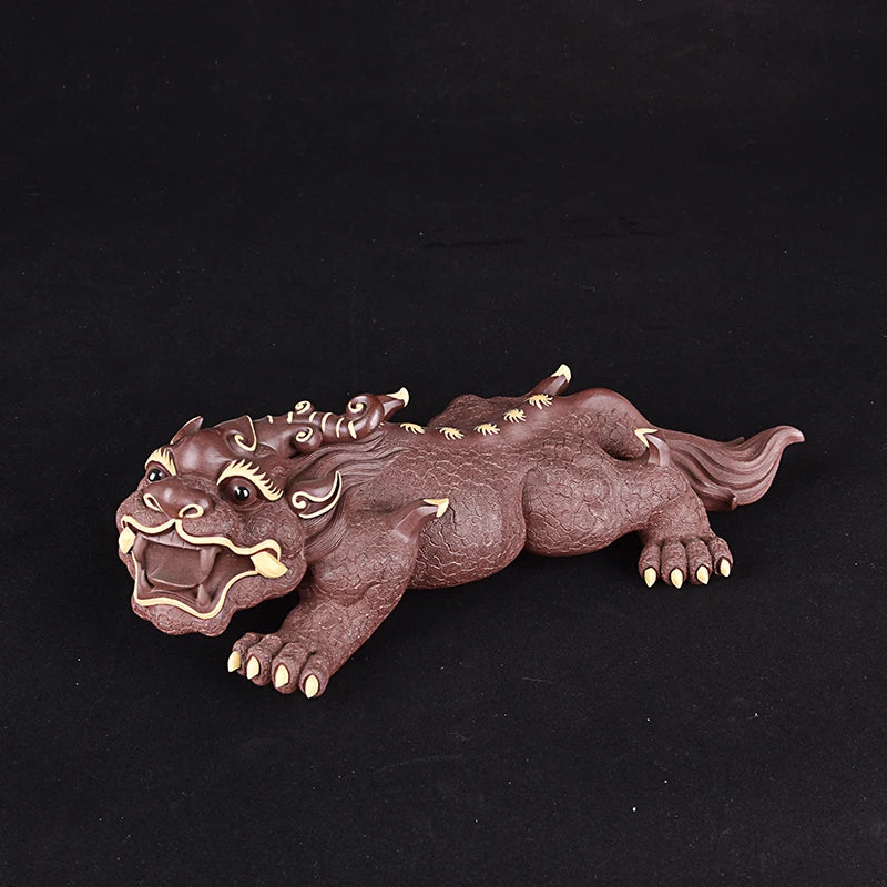 Yixing Purple Sand Fine Tea Carve Sculptured Ornaments Supportable Amass Fortunes Famous Li Changtao Find Wealth
