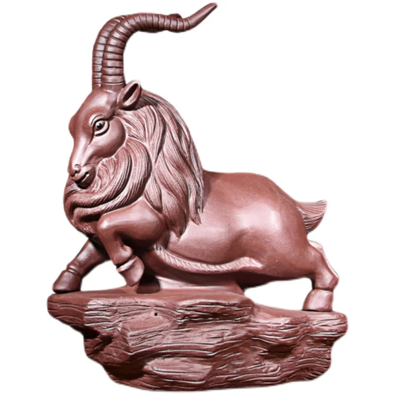 Yixing Purple Sand Sheep Tea Ornaments Decoration Sculpture Boutique Supportable Leader Chinese Zodiac Sign of Sheep Tea Tray Ut