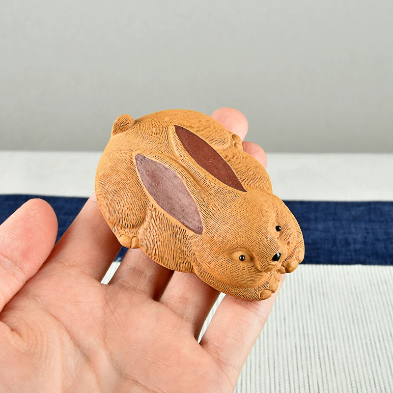 Yixing Purplue Sand Tea Pet Tea Tray Ornament Boutique Small Raw Ore Handmade Supportable Zodiac Rabbit Tea Pet Jade Hare