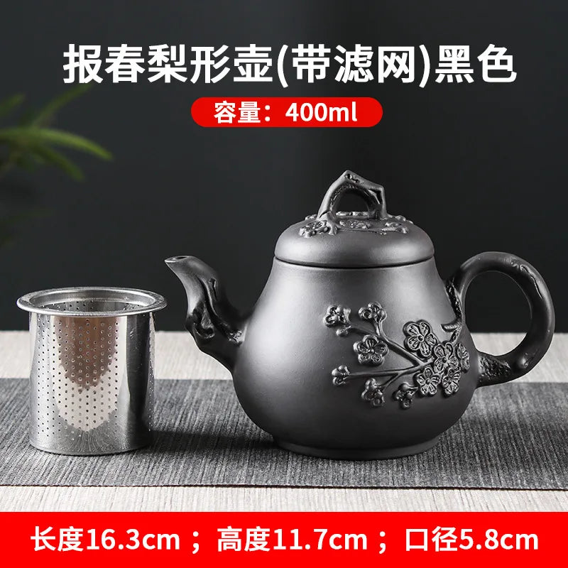 Yixing Raw Ore Purple Clay Teapot Antique Zhu Mud Beauty Tea Pot Hand Painted Plum Filter Kettle Customized Chinese Tea Sets