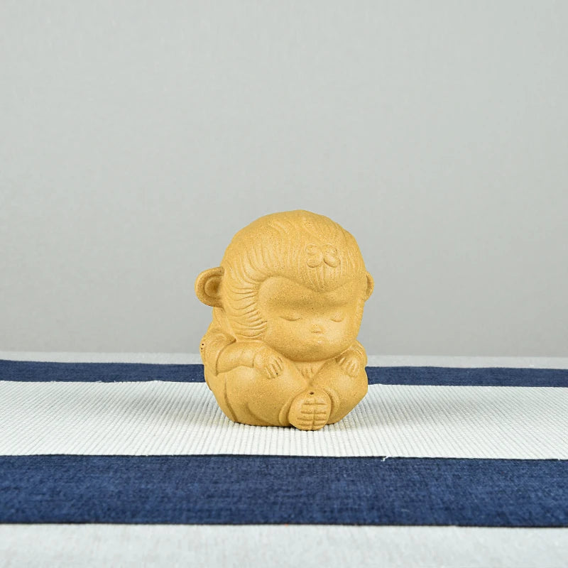 Yixing Tea Tray Tea Pitcher Tea set Purple Sand Meditation Monkey Tea Ornaments Incense holder Boutique Zodiac Monkey Raw Ore Ha