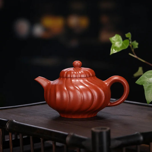 Yixing Tendon Pattern Fengling Purple Clay Handmade Teapot, Zisha Teapot, Kung-Fu Teaware, Purple Clay Drinkware