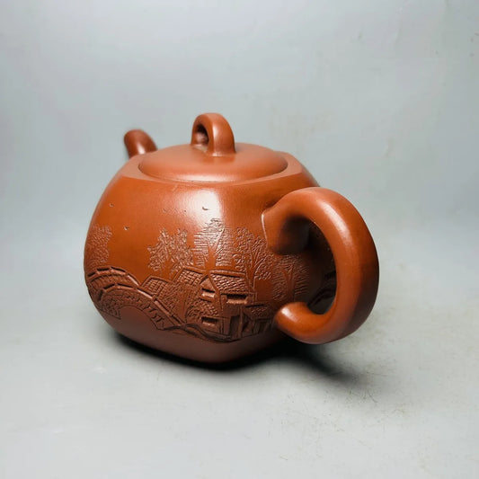 Yixing Zisha Clay Teapot Hexagonal Hollow Carving Pot Jinding Trademark 400ml