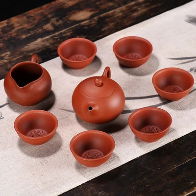 Yixing Zisha Tea Set Original Mine Clear Cement Household Large Capacity Teapot Teacup Kung Fu Black Tea Olong Teaware Gift Box