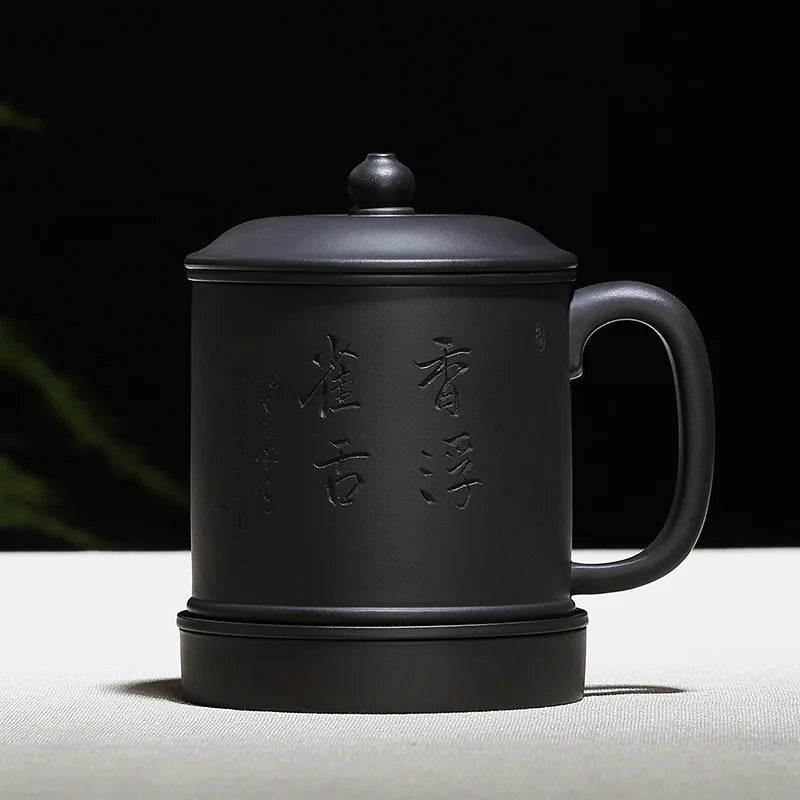 Yixing purple sand cup really pure manual office tea cups with cover the tank filter the sky black mud tank cup