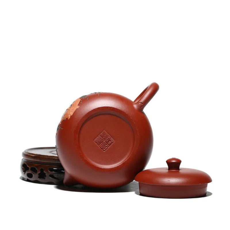 Yixing tea pot purple clay Raw ore Dahongpao Handmade clay painted crane teapot Wendan kettle Kung Fu Tea Teapot 175ml