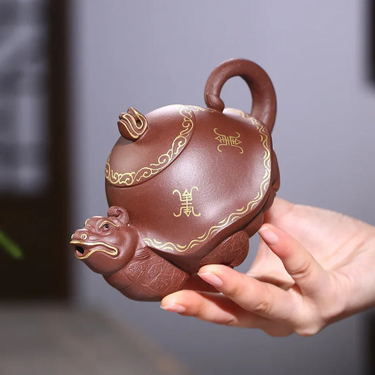 Yu Medium Sand Yixing Zisha Teapot Wholesale Birthday Turtle Teapot Zisha Teapot Purple Clay Ni Xin'an Teapot One Piece Dropship