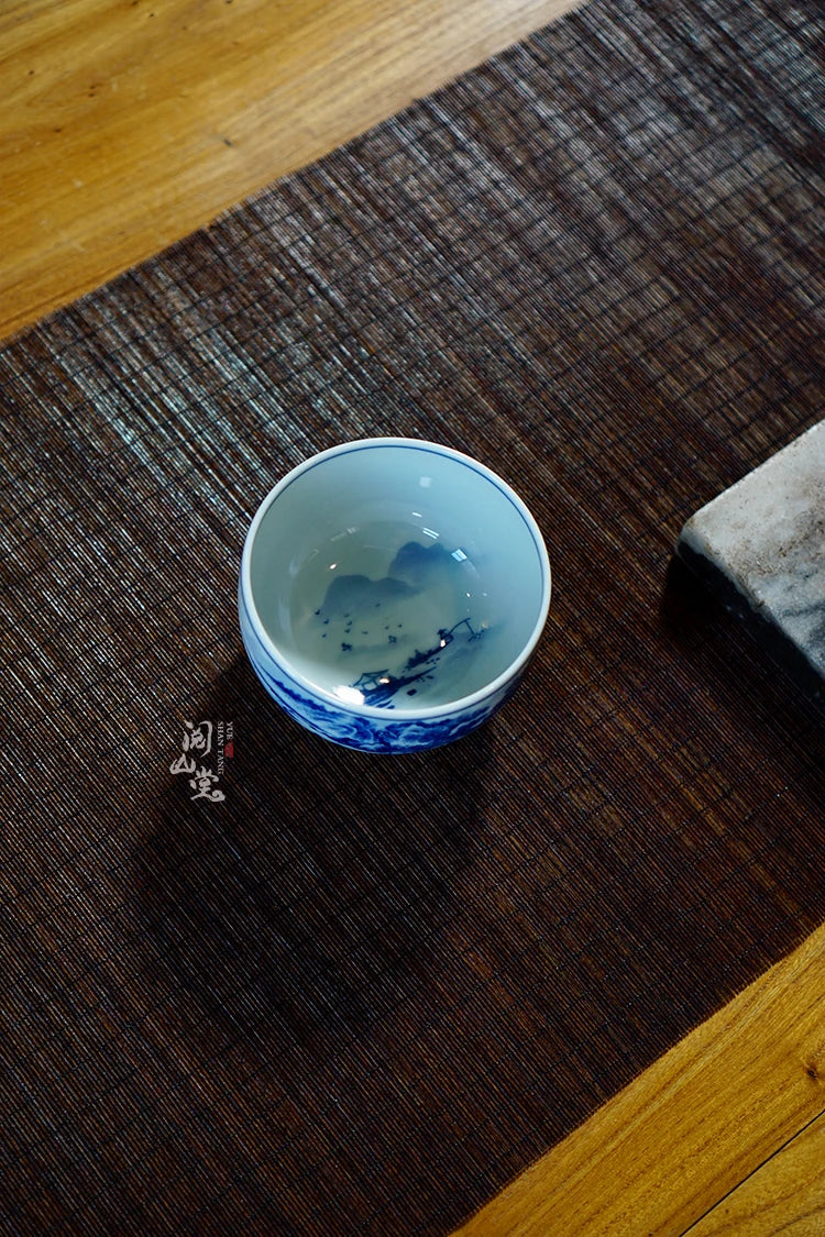 Yueshang Qingwan | Heavy Industry Blue and White Master Cup Antique Tire Material High-End Tea Cup Player-Level Blue and Whit