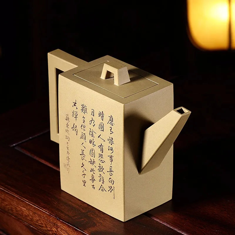 Zanghutianxia Purple Clay Pot Large Capacity Pure Hand-Carved Country Aid Zhu Qian Ice Square Pot Brick Square Benshan Green Mud