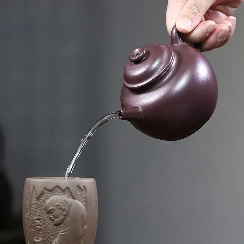 Zanghutianxia Yixing Famous Teapot Tea Set Handmade Teapot Single Teapot Crude Ore Old Purple Clay Handmade Teapot Big Bin Ring
